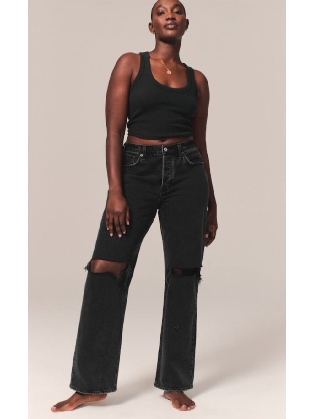 Abercrombie & Fitch The 90's Baggy Low Rise Curve Love Distressed Jeans 27
